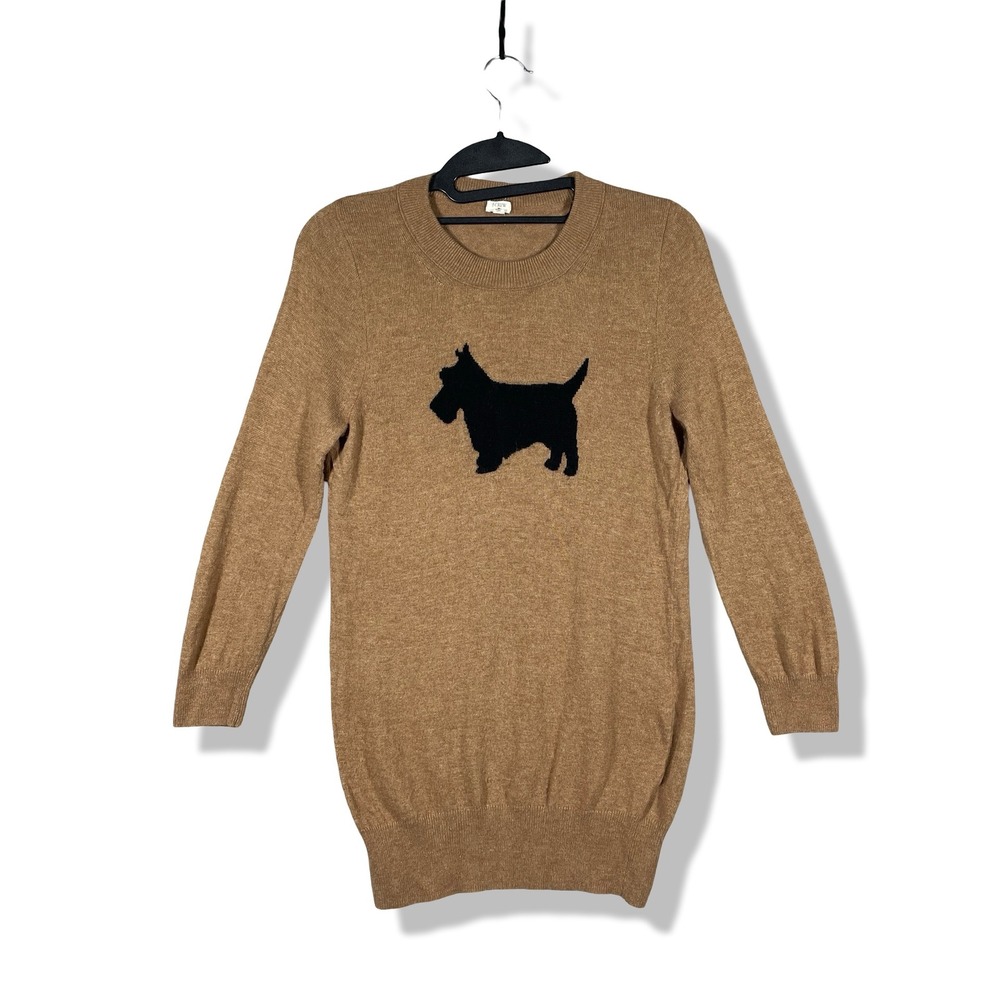 J.Crew Scottie Dog Intarsia Sweater Women S Brown Preppy Academic Mallcore